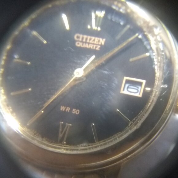 Citizen Quartz Watch Black 1012-S038561 Dial Women Date Gold Link Band New Bat ! - Picture 6 of 14
